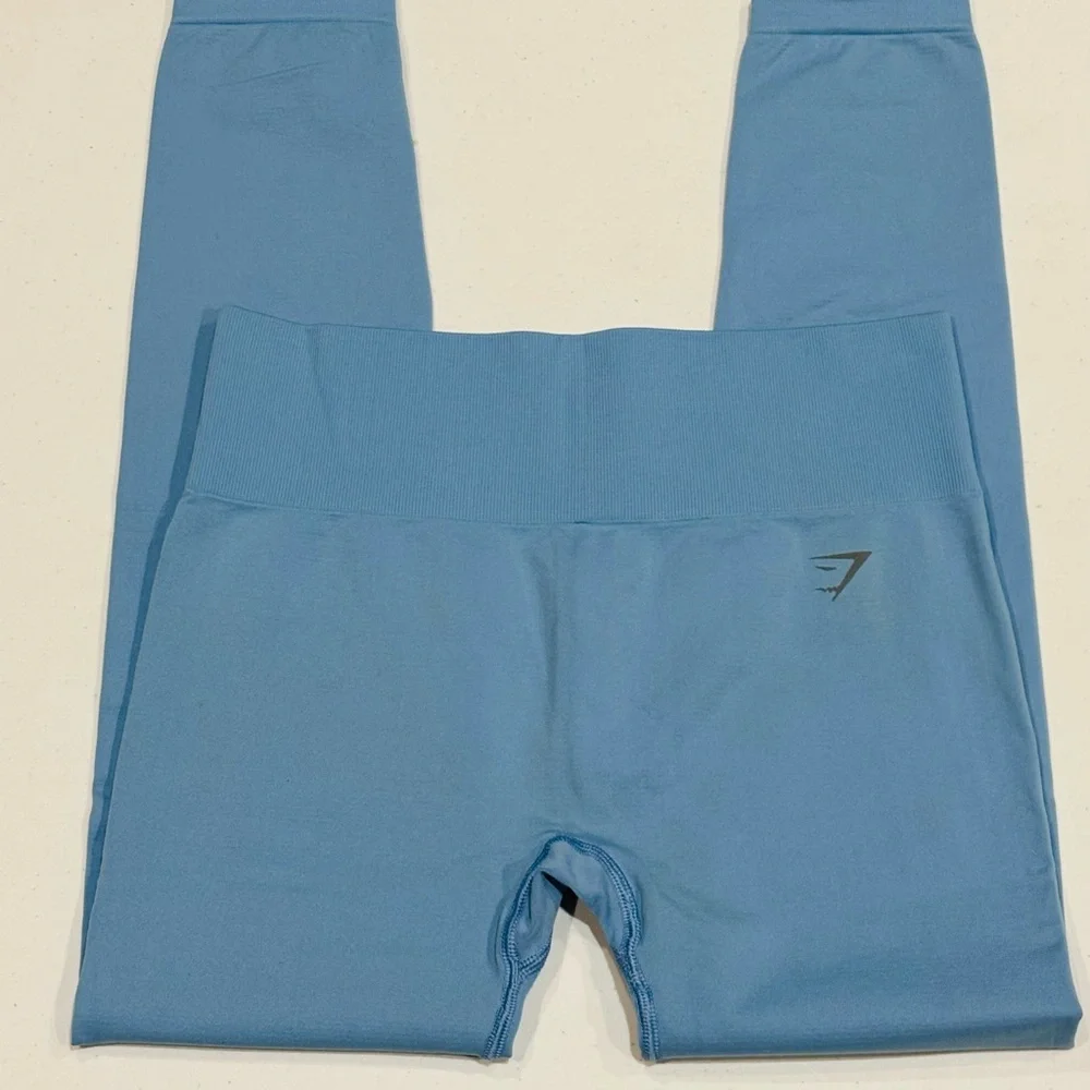 Gymshark Flex High Waisted Seamless Leggings, Light Blue, Woman’s Small